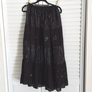 Kommotion NY Skirt, Size 1X, Black Tiered with Sparkle Accents, Drawstring Waist